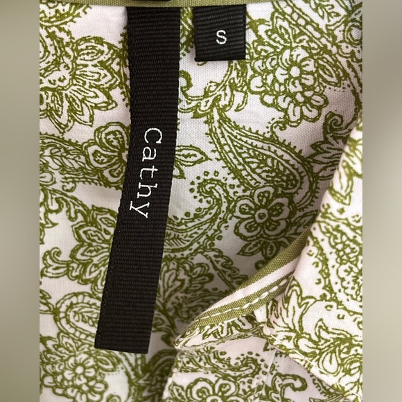 NEW Cathy Daniels 3/4 Sleeve Mallard Green Paisley Printed Shirt. Women’s Small - Picture 10 of 10